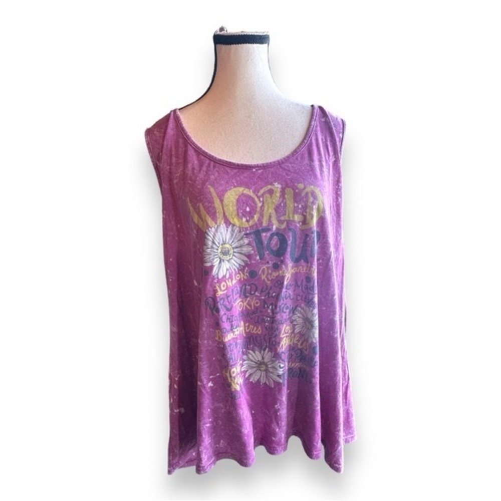Women’s Deb 3X Purple White Splatter Dye Hippie World Tour Top 22 24 2XL XXXL